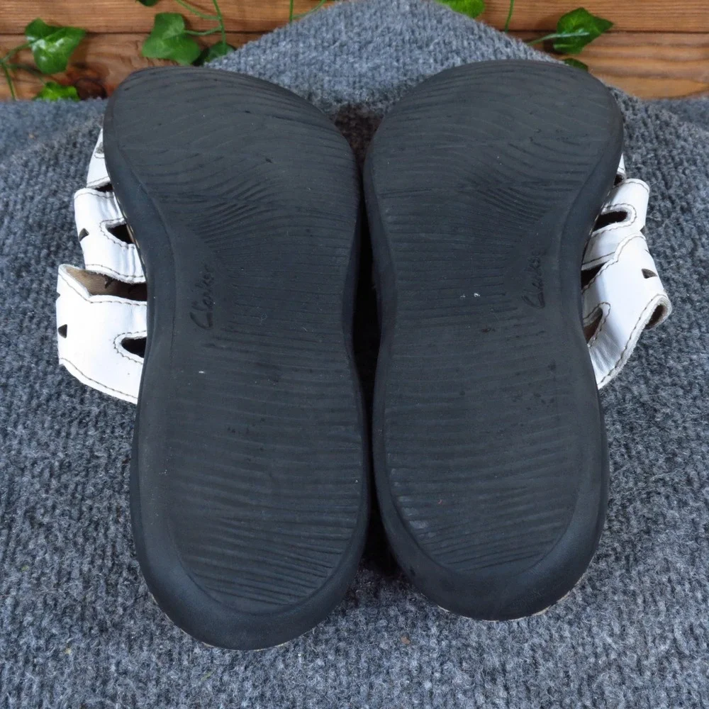 Clarks Leisa Cacti Womens Slide Sandals Size 10 Walking Comfort White Leather